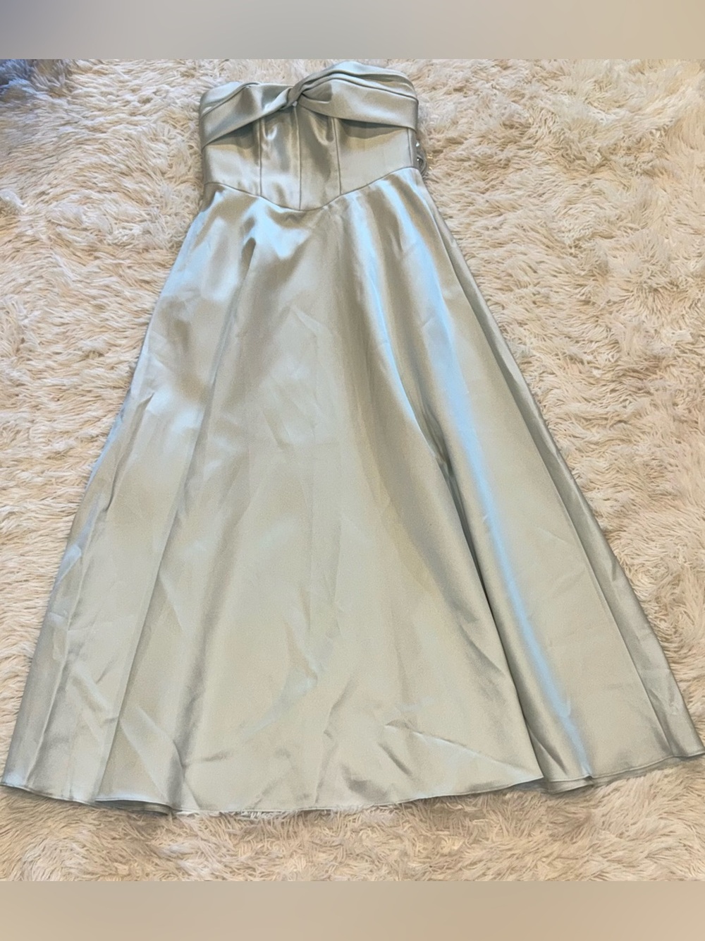 NEW Alfred Sung Bow Strapless twist cuff neck gown mint green D888 sz 12 - Picture 5 of 10